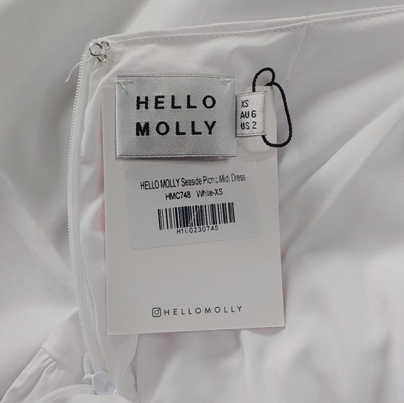 HELLO MOLLY Seaside Picnic Midi White Dress Size 2 - Picture 10 of 13